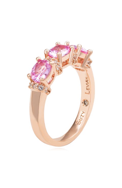 Pavé Pink Sapphire White Sapphire & Brown Diamond Ring - 0.02ct.