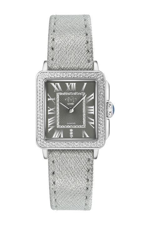 Reloj suizo de piel con diamantes Padova, 28,5 mm - 0,014 ctw
