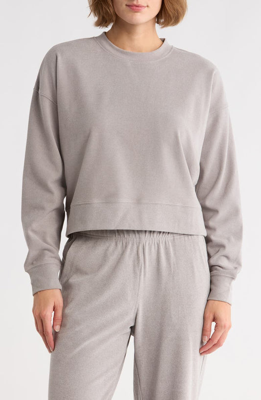 Tranquility Marled Piqué Cropped Sweatshirt