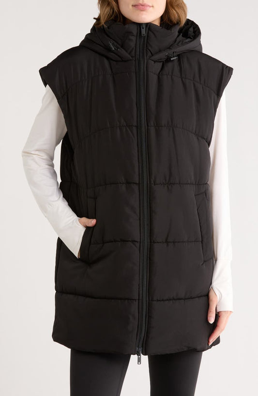 Hooded Long Quilted Vest