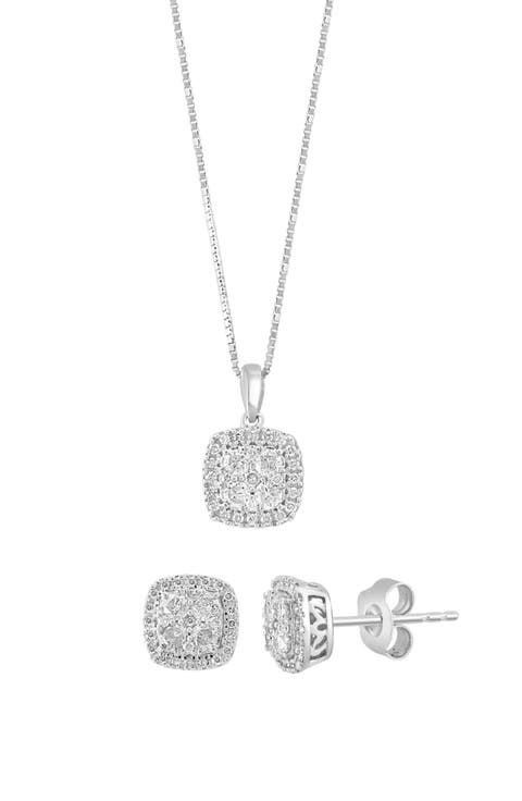 Diamond Stud Earrings & Pendant Necklace Set