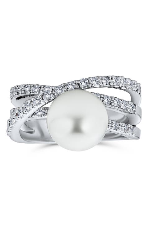 Criss Cross Pave CZ Anillo Solitario