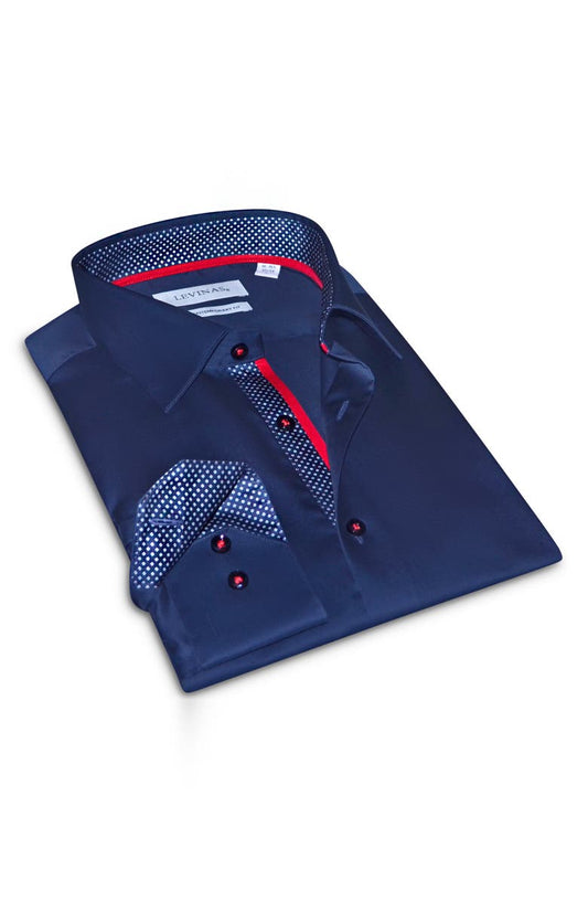 Contemporary Fit Solid Cotton Dress Shirt