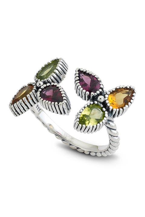 Anillo Bypass Multicolor de Plata de Ley en Forma de Pera