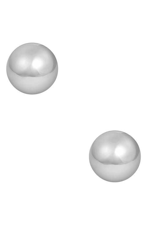 14k White Gold Orb Stud Earrings