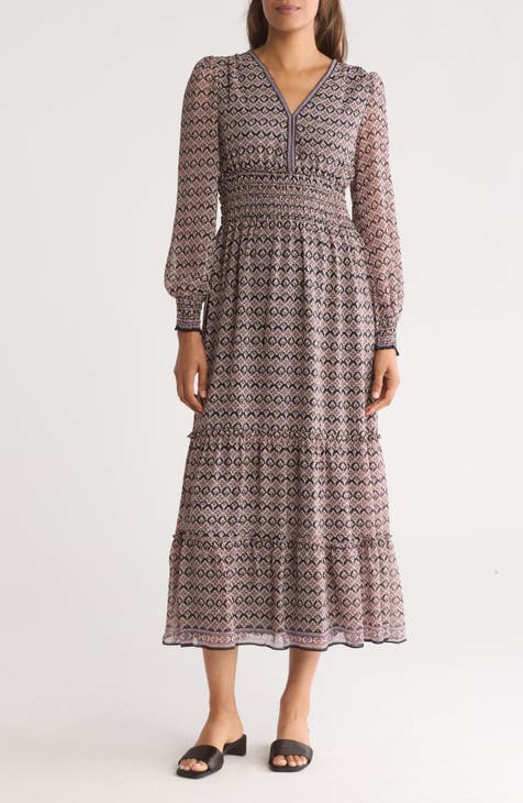 Vestido largo floral de manga larga