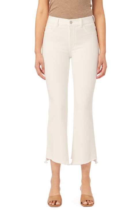 Bridget Instasculpt Vaqueros con corte tipo bota al tobillo y dobladillo sin rematar asimétricos de cintura alta (leche deshilachada)