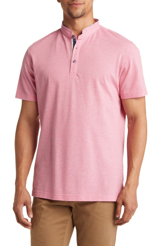 Trim Fit Band Collar Cotton Polo