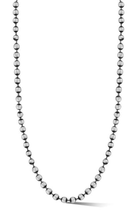Men's Oxidized Sterling Silver Ball Chain Necklace