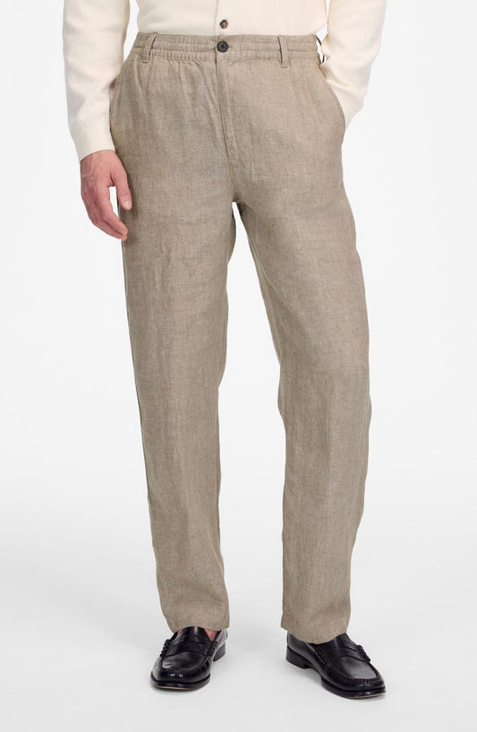 Elastic Waist Straight Leg Linen Pants