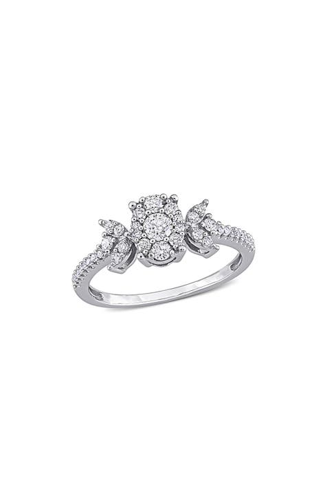 Anillo Floral de Diamantes - 0,48ct.