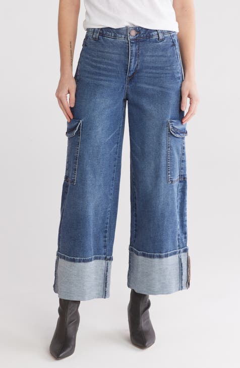 Vaqueros cargo de pierna ancha con puños (Blue Artisanal)