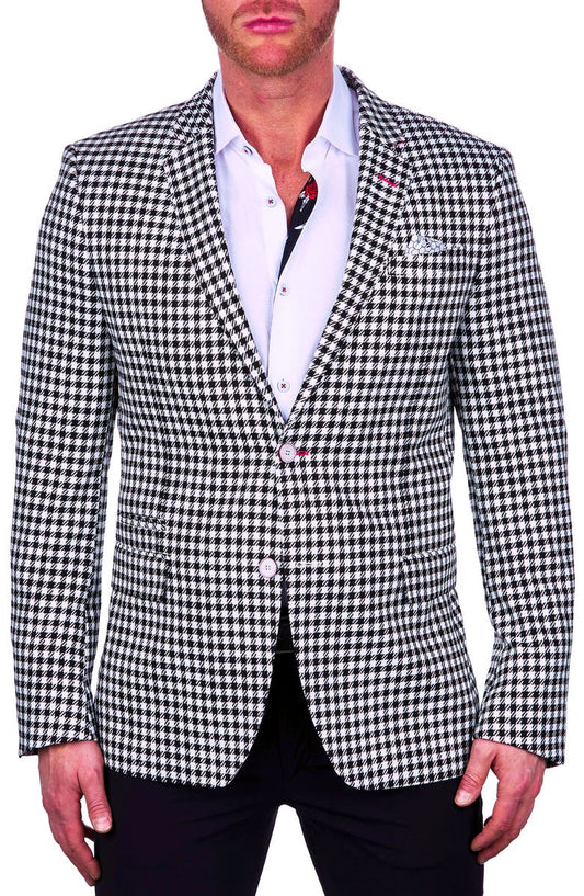 Socrate Chest White Houndstooth Blazer