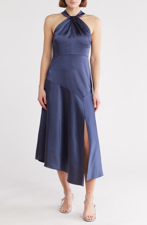 Vestido Renon de satén con cuello halter