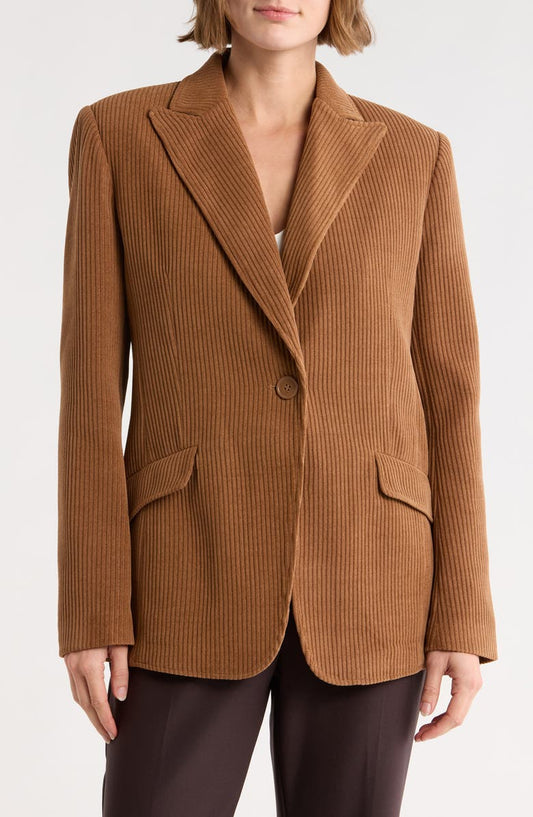 One-Button Corduroy Blazer