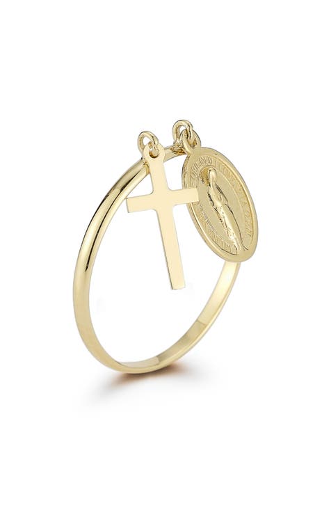 Anillo religioso de oro de 14 quilates