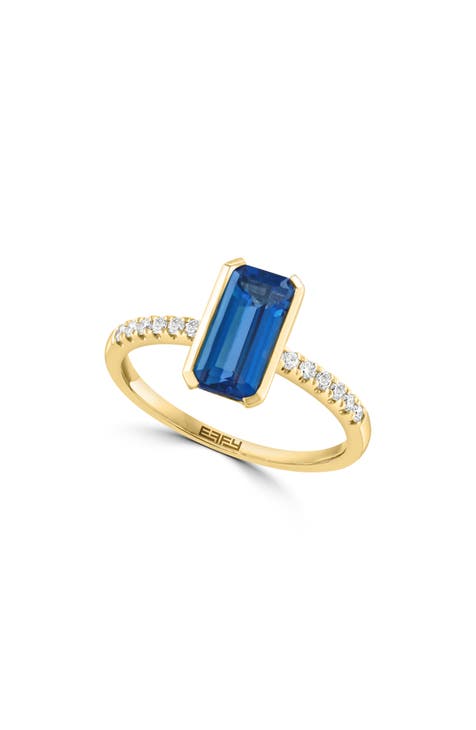 Anillo de diamantes y topacio azul de Londres