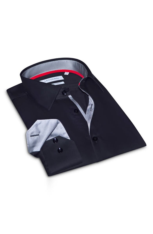 Contemporary Fit Solid Cotton Dress Shirt