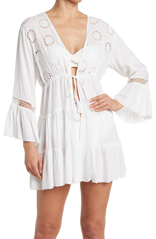 Open Front Eyelet Lace Cover-Up