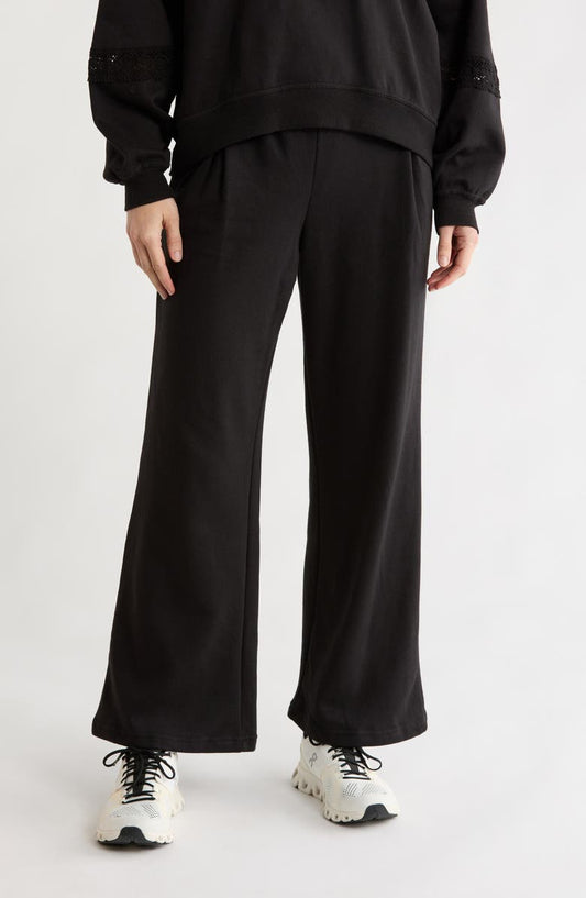 Wide Leg Cotton Blend Pants