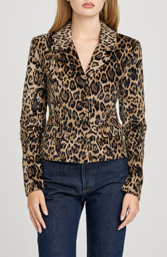 x Sara Walker Samantha Leopard Velveteen Blazer