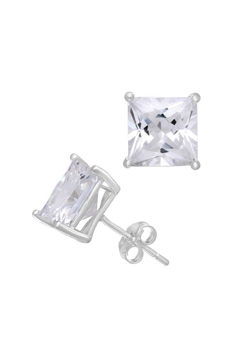 14K Gold Princess Cut Stud Earrings