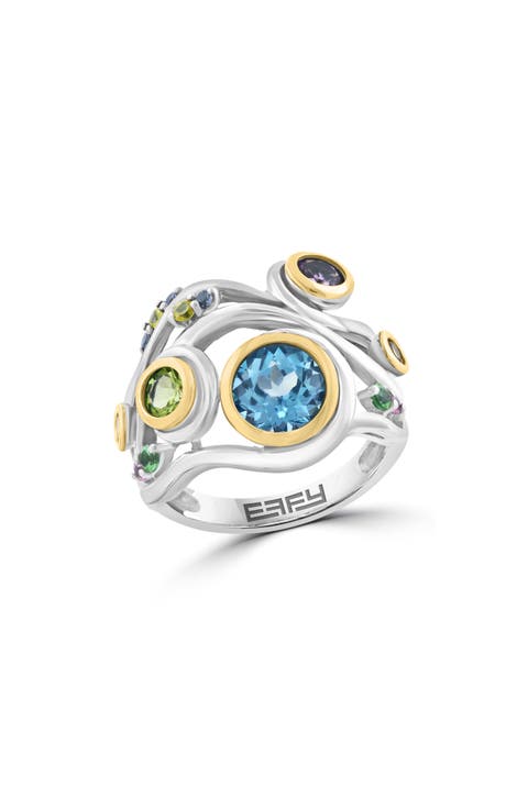 Bezel Set Gemstone Cluster Ring