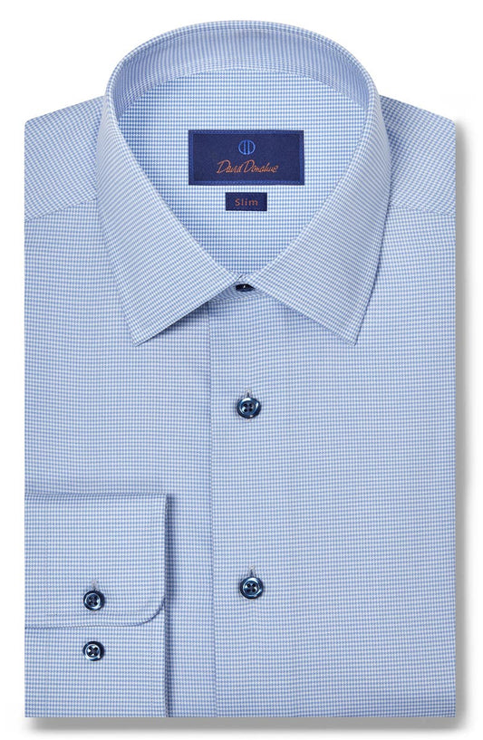 Slim Fit Stretch Twill Microhoundstooth Dress Shirt