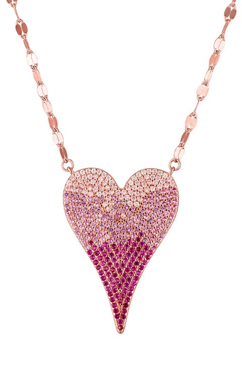 Sterling Silver & Lab-Grown Ruby Heart Pendant Necklace