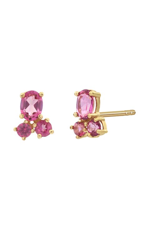 Pink Topaz Stud Earrings