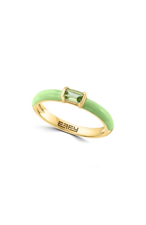 Anillo de oro amarillo de 14 quilates con peridoto