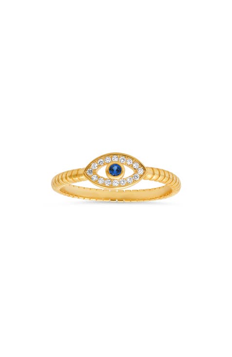 Anillo de plata de ley Evil Eye CZ