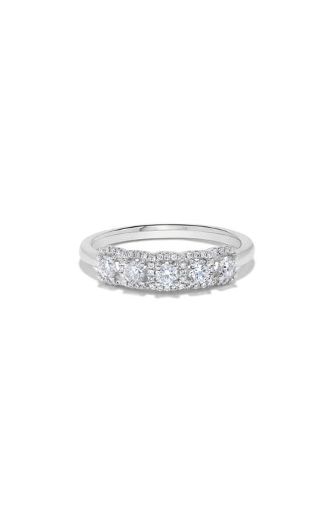 Anillo Halo Redondo 5 Diamantes - 0,45ct.