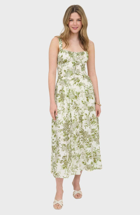 Floral Bustier Midi Dress