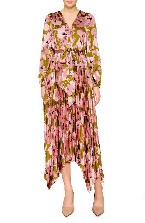 Vestido largo asimétrico plisado