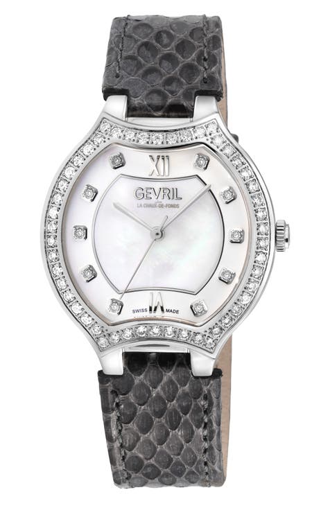 Reloj Lugano Diamond con correa de piel grabada, 38 mm