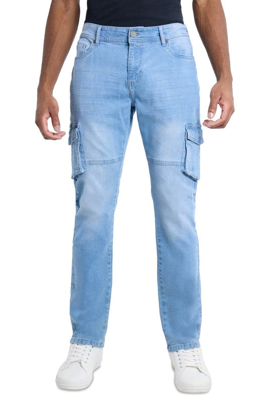 Slim Fit Cargo Jeans (Light Blue)