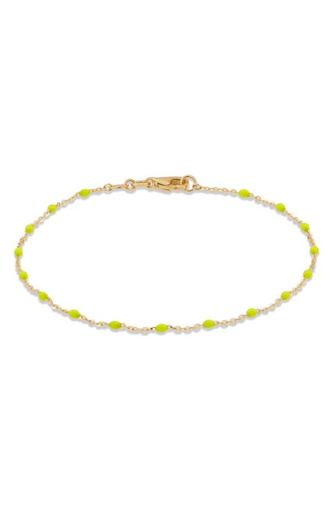 2.5mm Green Enamel Station Bracelet