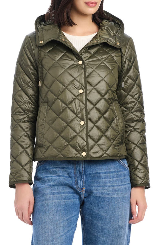 hooded quilted packable jacket