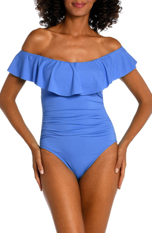 Off the Shoulder Ruffle One-Piece Swimsuit