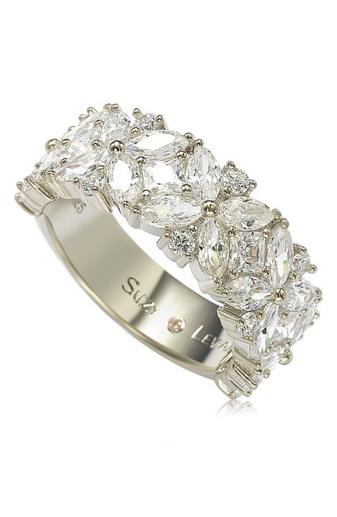 Anillo Eternidad Floral Multicorte Zirconia Cúbica