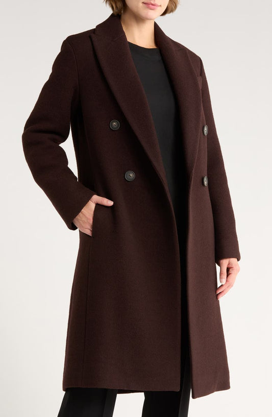 Double Breasted Textured Wool Coat