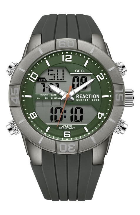 Reloj con correa de silicona Ana-Digit, 46 mm