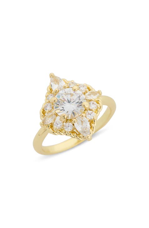 Anillo en racimo de circonitas cúbicas