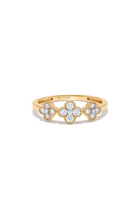 Anillo Triple Trébol Diamantes - 0,39ct.