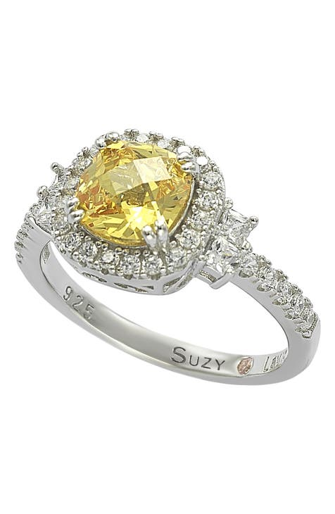 Anillo de compromiso CZ amarillo
