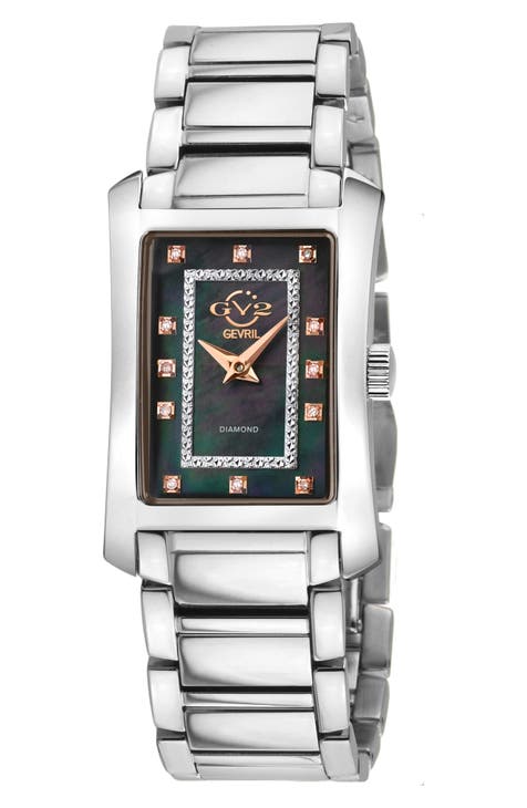 Reloj de pulsera Luino de mujer con esfera rectangular de diamantes, 29,5 mm