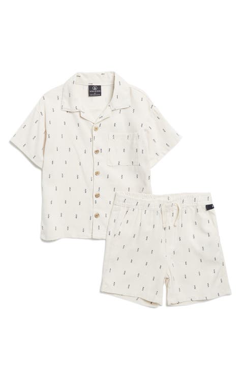 Conjunto de camisa y pantalones cortos con botones Cabana (niño pequeño)