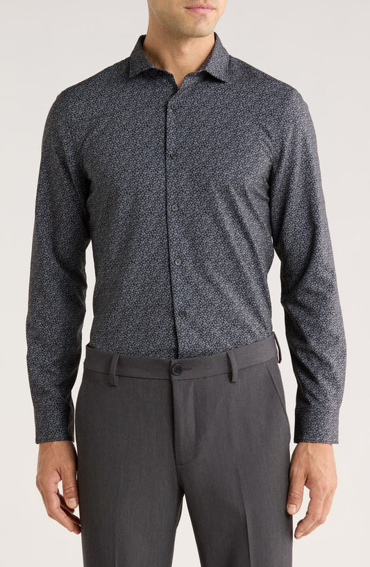 Slim Fit Micro Floral Motion Dress Shirt