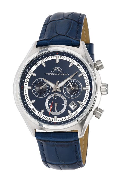 Reloj Dylan Miyota de cuarzo con correa de piel grabada, 41mm